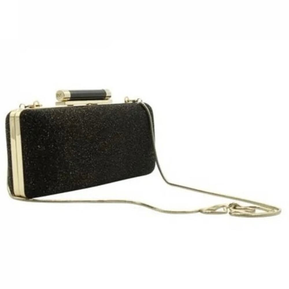 DVF Diane Von Furstenberg black clutch/crossbody sparkling silver chain